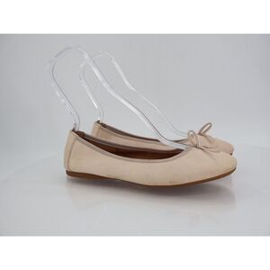 Born Women Brin Ballet Flat Size 8 Beige Leather Bow Slip On Shoes Comfy Casual